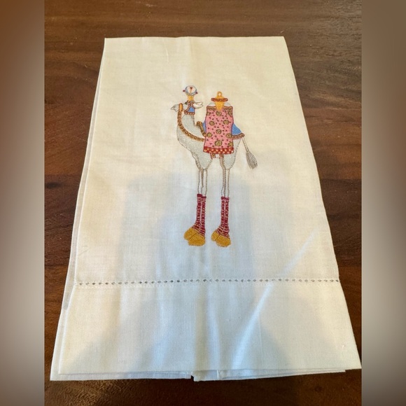Patience Brewster Krinkles Tea Towel Wiseman Camel Xmas Embroidered NWOT Retired - Picture 1 of 7
